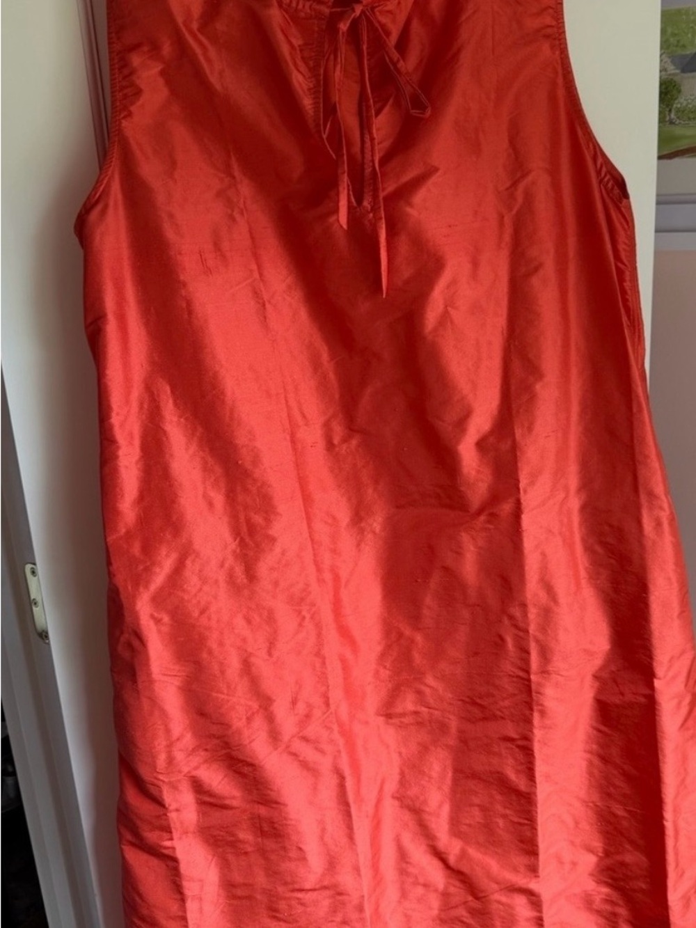 Ann Mashburn Sleeveless Ruffle-Neck Orange Shift Dress